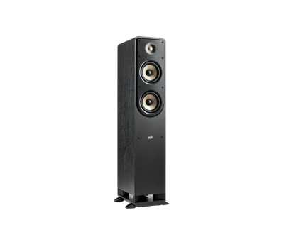 Boxă de podea Polk Audio Signature Elite ES50, negru, unghi dreapta. Vizibile: două woofere și un tweeter.