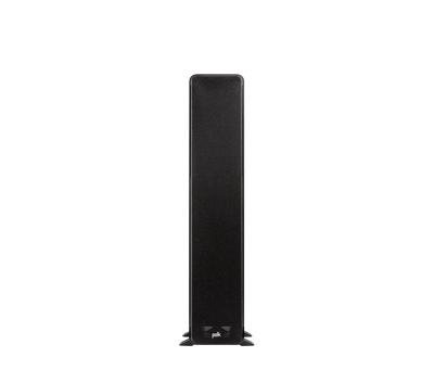 Polk Audio Signature Elite ES50, vedere frontală, negru, grilaj față montat, boxă de podea pentru home theater.