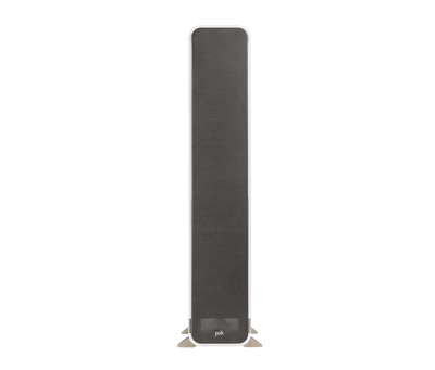 Boxă de podea Polk Audio Signature Elite ES60, vedere frontală, culoare albă, grilaj negru vizibil.