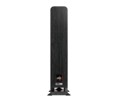 Spatele boxei Polk Audio Signature Elite ES60, culoare neagră, cu conectori audio vizibili pentru conectare.