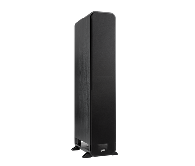 Boxă de podea Polk Audio Signature Elite ES60, negru, vedere din dreapta, grilaj frontal vizibil.