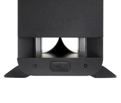 Polk Audio Signature Elite ES60, vedere de jos, culoare neagră, port PowerPort vizibil pentru bas optimizat.