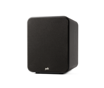 Subwoofer Polk Audio Signature Elite ES10, vedere frontală, culoare neagră, grilaj textil vizibil.