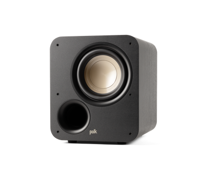 Subwoofer Polk Audio Signature Elite ES8, vedere frontală, culoare neagră, difuzor și port bass vizibile.