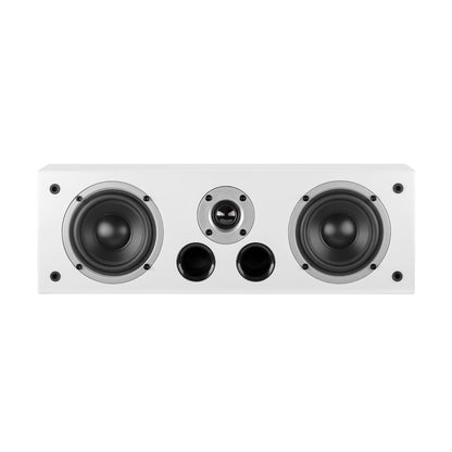 Boxă centru Wilson Vocal EL, vedere frontală, albă, cu două difuzoare și un tweeter central. Ideală pentru home theater.