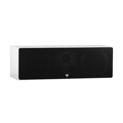 Boxă centrală Wilson Vocal EL, vedere frontală, culoare albă, grilaj negru, siglă vizibilă central.