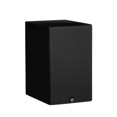 Boxă Wilson Exclusive 4, neagră, vedere diagonală dreapta cu grilă frontală montată, ideală pentru home theater.