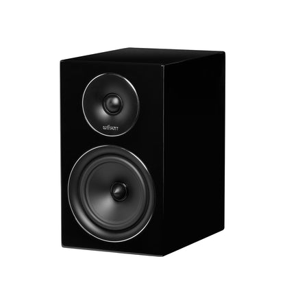 Boxă Wilson Exclusive 4, negru, vedere din stânga, cu difuzor de înalte și medii vizibile frontal.