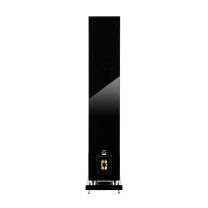 Wilson Exclusive 10 Boxe de podea, vedere din spate, culoare Black High Gloss, terminale de conexiune vizibile.