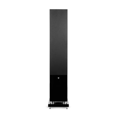 Boxa de podea Wilson Exclusive 10, vedere frontală, culoare Black High Gloss, detalii suport și logo vizibile.