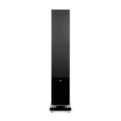 Boxa de podea Wilson Exclusive 10, vedere frontală, culoare Black High Gloss, detalii suport și logo vizibile.