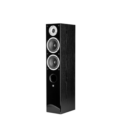 Boxa de podea Wilson Raptor 5, negru, vedere laterală. Prezintă difuzoare și port bass reflex frontal.