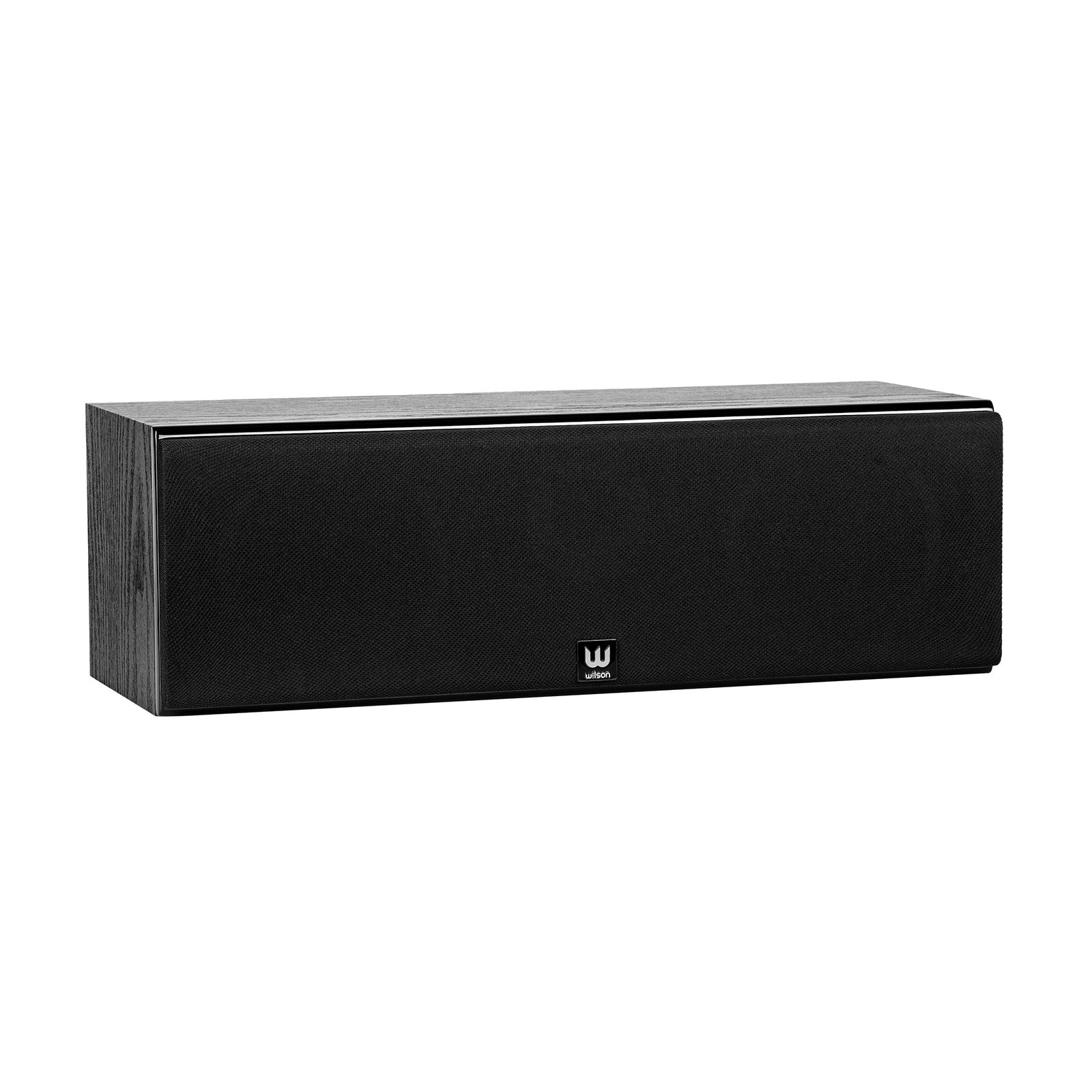 Boxă centrală Wilson Raptor Vocal Black, vedere frontală, finisaj negru, grilaj frontal vizibil, logo Wilson.