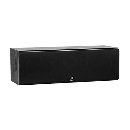 Boxă centrală Wilson Raptor Vocal Black, vedere frontală, finisaj negru, grilaj frontal vizibil, logo Wilson.
