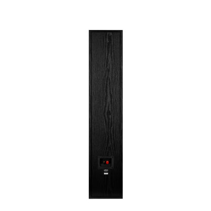 Spatele boxei Wilson Digits Six Black Oak, conectori pentru cabluri și finisaj negru din lemn de stejar.