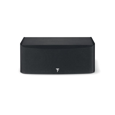 Boxa centrală Focal ARIA EVO X CENTER, vedere frontală, culoare neagră, grilaj frontal vizibil.