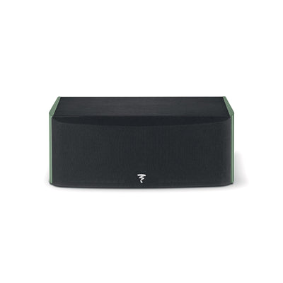 Boxa centrală Focal ARIA EVO X CENTER, față, culoare verde mușchi, grilaj frontal vizibil, logo central.