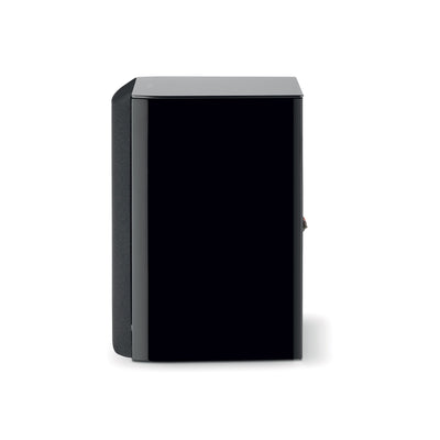 Boxa Focal ARIA EVO X N°1, vedere laterală, culoare negru, profil subțire, panou lateral vizibil.