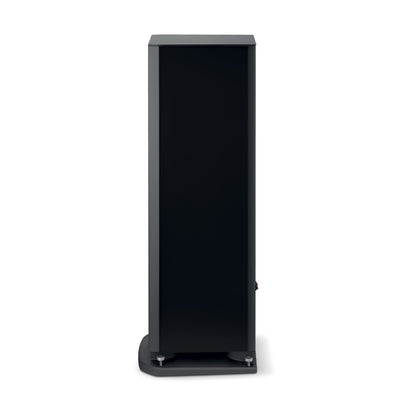 Focal ARIA EVO X N2 Boxe de podea, vedere laterală, culoare negru, profil subțire, bază stabilă.