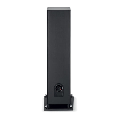 Focal ARIA EVO X N4 Boxe de podea, vedere din spate, culoare negru, conectori de intrare vizibili.
