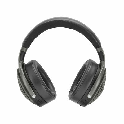 Căști Focal Bathys Bluetooth, vedere din spate, culoare gri închis, cupe mari și butoane vizibile.