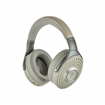 Căști Bluetooth Focal Bathys Dune, vedere laterală, cupe mari, pernițe moi, bandă ajustabilă.