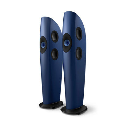 Boxe de podea KEF Blade Two Meta finisaj Frosted Blue / Blue, fotografie oficială KEF 