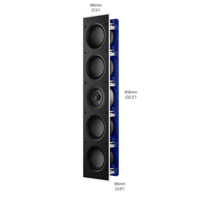 KEF Ci5120QLM-THX, desen tehnic cu dimensiunile din față și din lateral