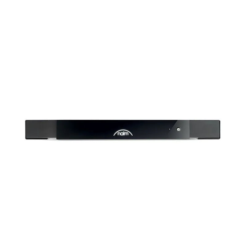 Amplificator Naim CI-NAP 101 negru, vedere frontală, logo iluminat central și buton lateral vizibil.