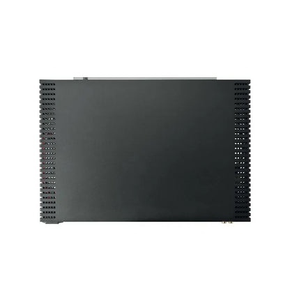 Vedere de sus a amplificatorului Naim CI-NAP 101, culoare neagră, cu grile de ventilație laterale vizibile.