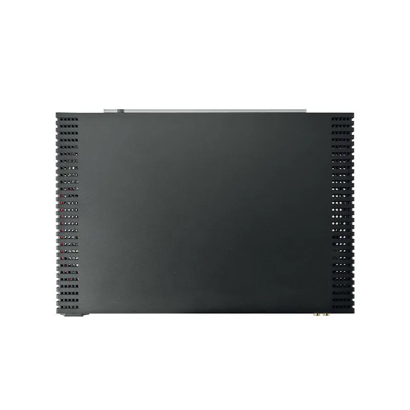Vedere de sus a amplificatorului Naim CI-NAP 101, culoare neagră, cu grile de ventilație laterale vizibile.