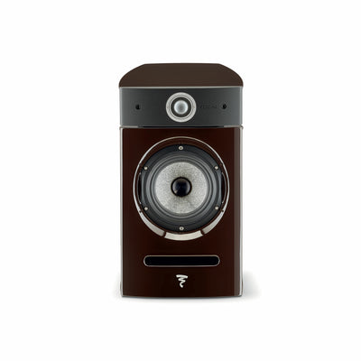 Boxă Focal Diablo Utopia Colour Evo, vedere frontală, culoare negru și maro, difuzor central vizibil.