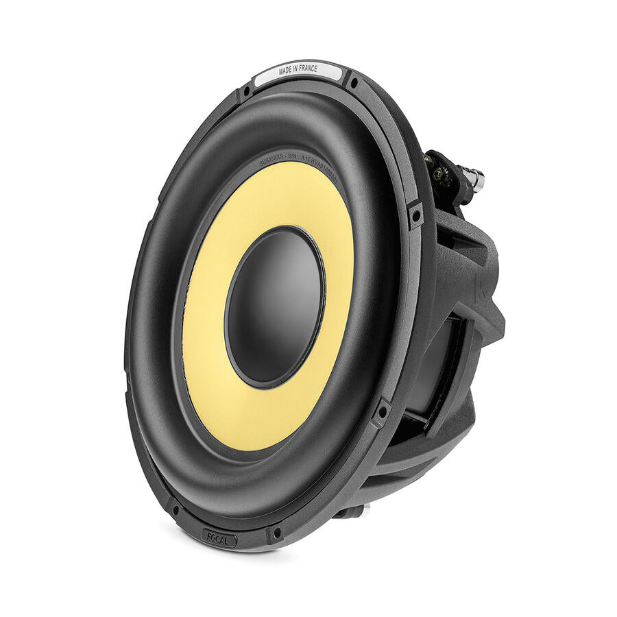 Subwoofer auto Focal SUB 25 KXS de 25 cm cu membrană K2 galbenă