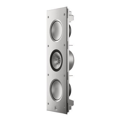 KEF Ci3160RLM-THX fără grilă, cu driverele de bas din aluminiu vizibile