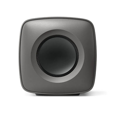 Subwoofer KEF KC62 Titan, vedere frontală, difuzor central de 16.5 cm vizibil, putere 1000W.