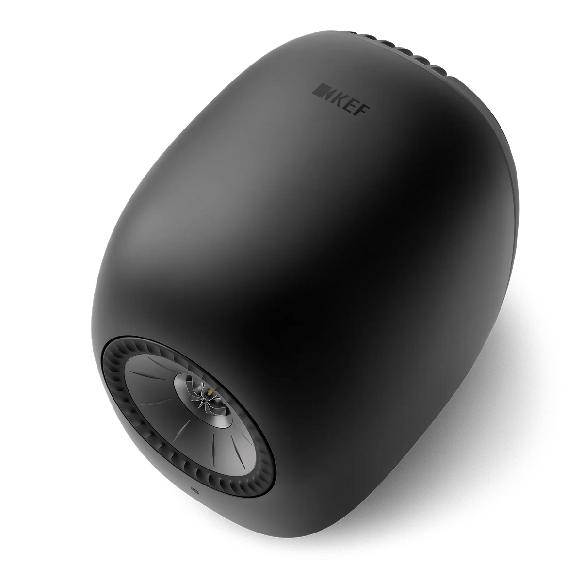 KEF LS Luxe Eclipse Black, vedere de sus a cabinetului sculptat.