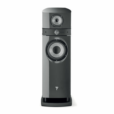 Focal Scala Utopia Evo, vedere frontală, culoare gri, cu două difuzoare vizibile și logo Focal jos.
