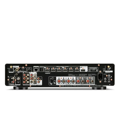 Panou spate negru Marantz Stereo 70s Receiver 2.2 cu porturi HDMI, RCA, coaxiale și conexiuni boxe.
