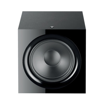 Subwoofer Focal SUB 600P, vedere frontală, culoare neagră, evidențiind difuzorul central mare.