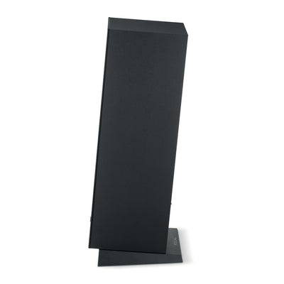 Focal Theva N3 Boxe de podea, vedere laterală, culoare negru, profil subțire, bază stabilă.