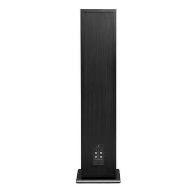 Spatele boxei Triangle Borea BR10, culoare neagră, cu panou de conexiuni vizibil. Ideal pentru configurări audio.