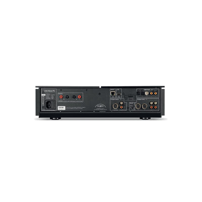 Spatele amplificatorului Naim Uniti Nova PE, conectori HDMI, Ethernet, ieșiri audio și alimentare vizibile.