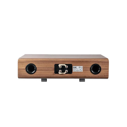 Spate boxă centru Elac Vela CC 401.2 culoare walnut, cu conectori bi-wire și două porturi bass reflex.