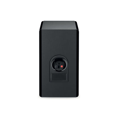 Spatele boxei Focal VESTIA N°1, culoare negru, cu conectori pentru cabluri audio vizibili.