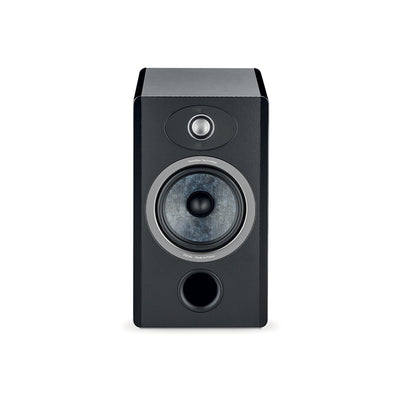 Boxa Focal VESTIA N°1, față, negru, cu tweeter aluminiu/magneziu și woofer din fibră Slatefiber, port bass reflex.