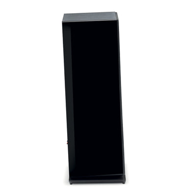 Boxa de podea Focal Vestia N°2, profil lateral negru, evidențiind partea laterală și finisajul elegant.
